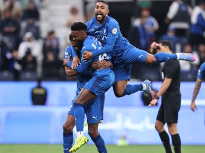 فرحة لاعبي الهلال بهدف محمد كنو ضد الخليج في دوري روشن السعودي - 26 ديسمبر 2025 - X/SPL