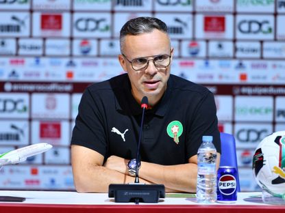 مدرب المغرب محمد وهبي خلال مؤتمر صحافي - 19 مارس 2026 - frmf.ma