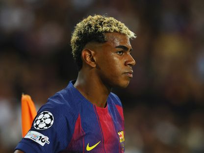 لامين يامال خلال مباراة بين برشلونة وباريس سان جيرمان في دوري أبطال أوروبا - 1 أكتوبر 2025 - REUTERS