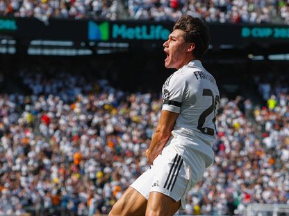 احتفال فران غارسيا بتسجيله هدفاً لريال مدريد في مرمى بوروسيا دورتموند بكأس العالم للأندية - 5 يوليو 2025 - X/@realmadrid