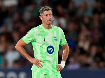 روبرت ليفاندوفسكي من مباراة برشلونة وليفانتي بالدوري الإسباني - 23 أغسطس 2025 - Reuters