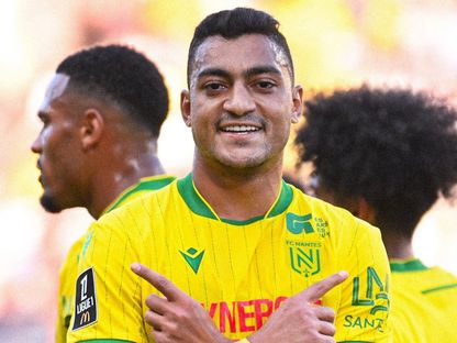 احتفال مصطفى محمد مهاجم نانت بتسجيل هدف في مرمى باريس إف سي بمباراة ودية - 9 أغسطس 2025 - X/@@FCNantes