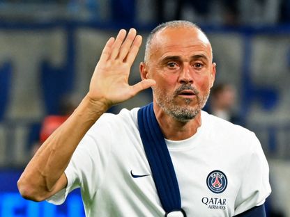 لويس إنريكي خلال مباراة باريس سان جيرمان وأولمبيك مارسيليا بالدوري الفرنسي - 22 سبتمبر 2025 - Reuters