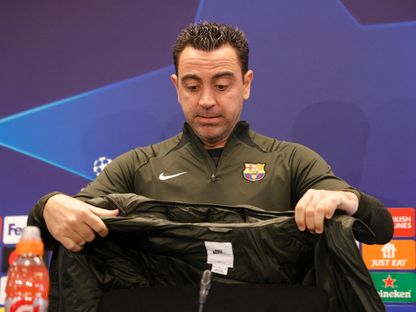 مدرب برشلونة تشافي هيرنانديز خلال مؤتمر صحافي - 11 مارس 2023 - AFP