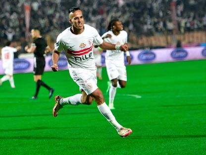 ناصر منسي يحتفل بهدفه في مباراة الزمالك والاتحاد بالدوري المصري - 6 مارس 2026 - X/ZSCOfficial