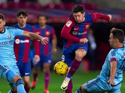 روبرت ليفاندوفسكي في مباراة برشلونة وأوساسونا بالدوري الإسباني 31-1-2024 - Barcelona/x