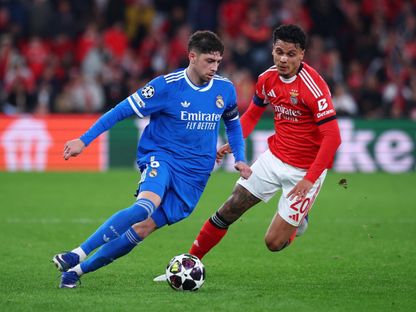 فيدريكو فالفيردي لاعب ريال مدريد خلال مواجهة بنفيكا في دوري أبطال أوروبا - 18 فبراير 2026 - REUTERS