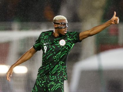 فيكتور أوسيمين مهاجم نيجيريا يحتفل بهدفه أمام موزمبيق في كأس أمم إفريقيا - 5 يناير 2026 - Reuters