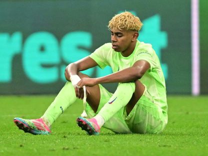 لاعب برشلونة لامين يامال بعد مباراة إنتر في إياب نصف نهائي دوري أبطال أوروبا - 6 مايو 2025 - Reuters