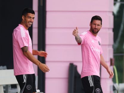 لويس سواريز وليونيل ميسي من تدريبات إنتر ميامي - 27 يونيو 2025 - Reuters