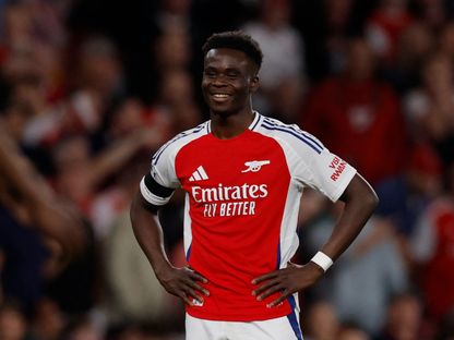 بوكايو ساكا مهاجم أرسنال خلال مباراة باريس سان جيرمان في دوري أبطال أوروبا - 29 أبريل 2025 - Reuters