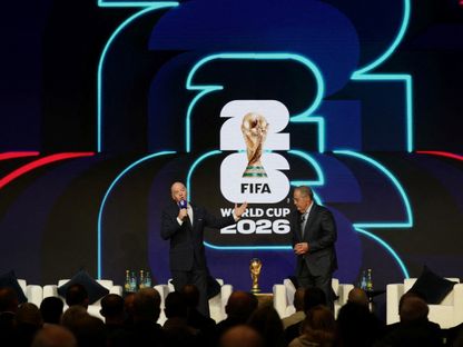 جياني إنفانتينو رئيس "فيفا" خلال الإعلان عن مواعيد مباريات كأس العالم 2026 - 20 فبراير 2026 - Reuters