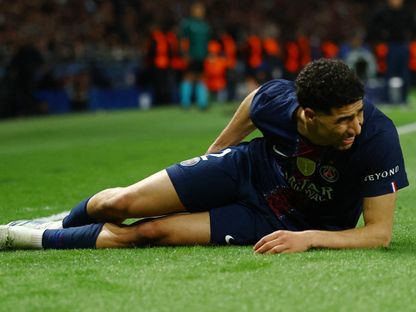 أشرف حكيمي خلال مباراة باريس سان جيرمان وبايرن ميونيخ بدوري أبطال أوروبا - 28 أبريل 2026 - Reuters