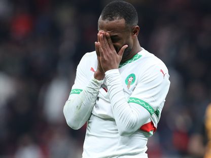 حسرة أيوب الكعبي مهاجم المنتخب المغربي في مواحهة زامبيا في كأس أمم إفريقيا 2025 - 29 ديسمبر 2025 - Cafonline.com