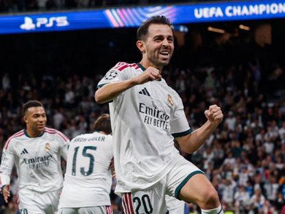احتفال برناردو سيلفا بهدفه الأول مع ريال مدريد بدوري أبطال أوروبا أمام لايبزيغ - 21 أكتوبر 2026 - realmadriden/x