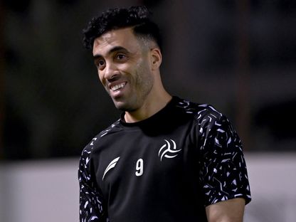 عبد الرزاق حمد الله مهاجم الشباب في تدريبات الفريق - 6 مايو 2025 - X/@AlShababSaudiFC