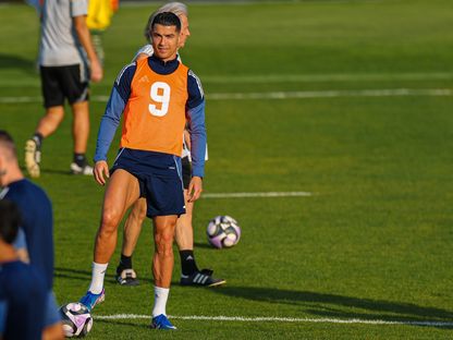 كريستيانو رونالدو خلال تدريبات النصر قبل مباراة الفتح بالدوري السعودي - 13 فبراير 2026 - X/AlNassrFC