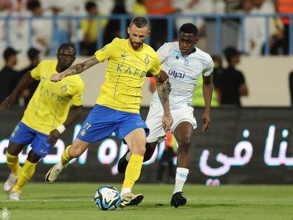 مارسيلو بروزوفيتش خلال مباراة النصر والأخدود في الدوري السعودي- 9 مايو 2024 - X/@AlNassrFC