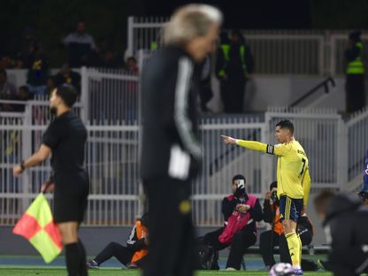 احتفال كريستيانو رونالدو نجم النصر بهدفه في مرمى ضمك بالدوري السعودي - 21 يناير 2026 - X/@SPL