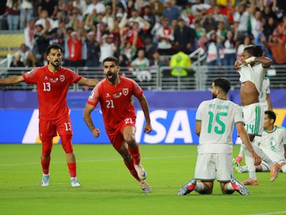 نزار الرشدان يحتفل بهدفه في مباراة الأردن والجزائر بكأس العالم + 23 يونيو 2026 - Reuters