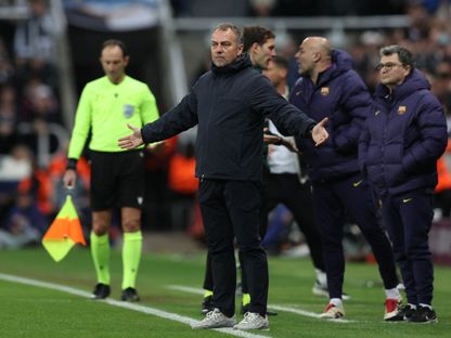 هانزي فليك مدرب برشلونة خلال مواجهة نيوكاسل في ذهاب ثمن نهائي دوري أبطال أوروبا - 10 مارس 2026 - Reuters