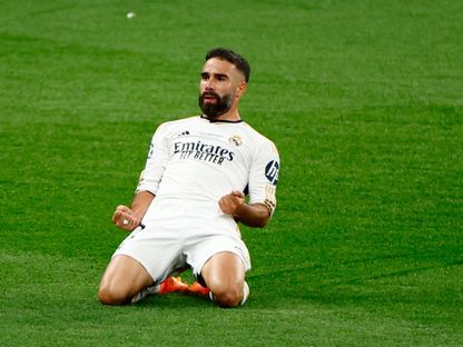 داني كرفخال خلال احتفاله بتسجيله هدفاً في نهائي دوري أبطال أوروبا ضد بوروسيا دورتموند/ 01 يونيو 2024 - Reuters