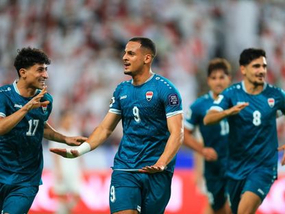 احتفال لاعبي العراق بتسجيل هدف في مرمى الإمارات بالملحق الآسيوي - 13 نوفمبر 2025 - FB/@Iraq National Team