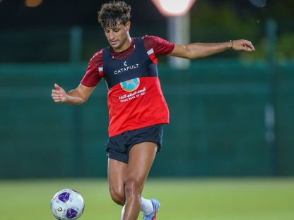 مهند علي مهاجم العراق في التدريبات قبل مواجهة إندونيسيا في ملحق تصفيات كأس العالم 2026 - 8 أكتوبر 2025 - FB/@Iraq National Team