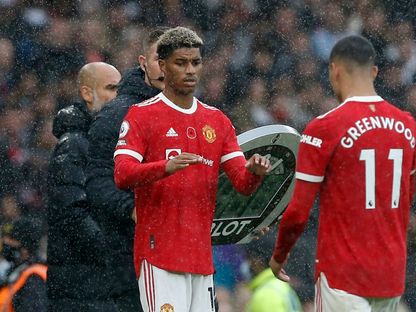 ماركوس راشفورد يشارك بدلاً من ماسون غرينوود خلال مباراة فريقهما السابق مانشستر يونايتد ضد مانشستر سيتي - 6 نوفمبر 2025 - REUTERS