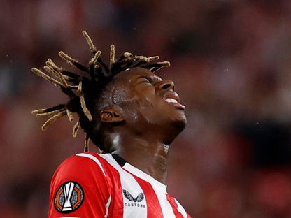 لاعب أتليتيك بلباو نيكو ويليامز خلال مباراة ذهاب نصف نهائي الدوري الأوروبي ضد مانشستر يونايتد - 1 مايو 2025 - Reuters