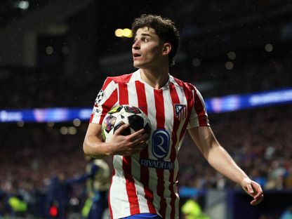 لاعب أتلتيكو مدريد جوليان ألفاريز خلال مباراة توتنهام في دوري أبطال أوروبا - 10 مارس 2026 - Reuters