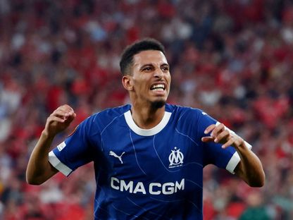 عز الدين أوناحي من مباراة أولمبيك مارسيليا وبنفيكا بالدوري الأوروبي - 11 أبريل 2024 - Reuters