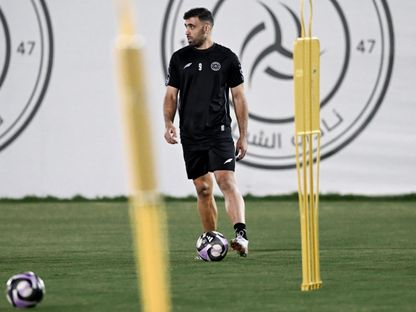 عبد الرزاق حمد الله مهاجم نادي الشباب في التدريب - 6 نوفمبر 2025 - X/@AlShababSaudiFC