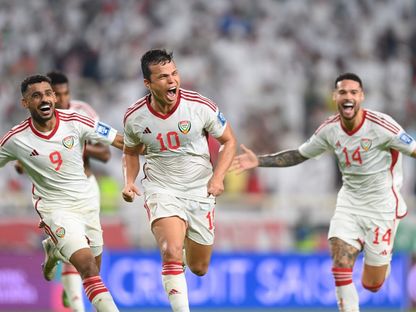 فابيو ليما لاعب الإمارات يحتفل بتسجيل هدف في مرمى قطر ضمن تصفيات آسيا المؤهلة لكأس العالم 2026 - 19 نوفمبر 2024 - X/@UAEFNT