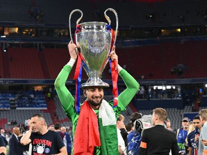 جيانلويغي دوناروما حارس باريس سان جيرمان يحتفل بفوزه بدوري أبطال أوروبا - 31 مايو 2025 - Reuters