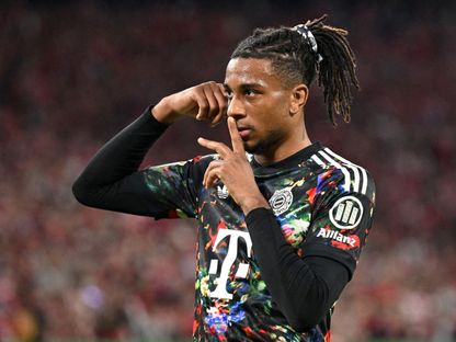 مايكل أوليسيه يحتفل بتسجيله هدفاً لبايرن ميونيخ في مرمى يونيون برلين - 18 سبتمبر 2026 - REUTERS