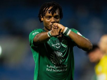 احتفال ريان حامد مدافع الأهلي بتسجيل هدف في مرمى الخليج بالدوري السعودي - 20 مايو 2026 - X/@SPL