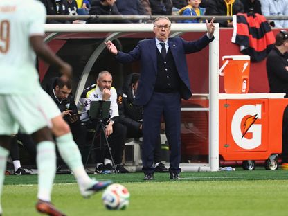 مدرب البرازيل كارلو أنشيلوتي خلال مباراة ودية ضد فرنسا - 26 مارس 2026 - Winslow Townson-Imagn Images