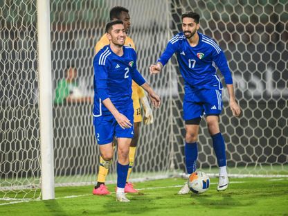 حسن حمدان يحتفل بهدفه في مباراة الكويت وتنزانيا - 15 نوفمبر 2025 - X/KuwaitFA