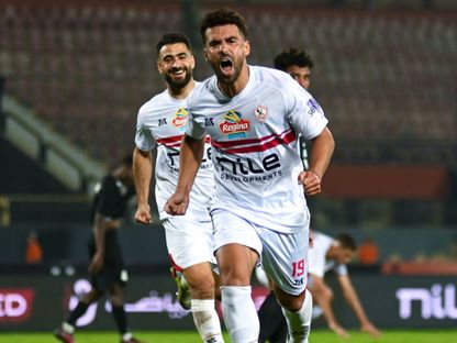 عبد الله السعيد يحتفل بتسجيل هدف الفوز للزمالك أمام البنك الأهلي - 2 نوفمبر 2024 - X @ZSCOfficial