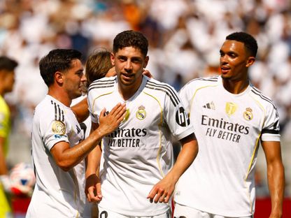 لاعبو ريال مدريد يحتفلون بأحد الأهداف أمام باتشوكا في كأس العالم للأندية - 22 يونيو 2025 - Reuters