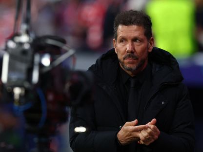 دييغو سيميوني خلال مباراة أتلتيكو مدريد وبرشلونة بدوري أبطال أوروبا - 14 أبريل 2026 - Reuters