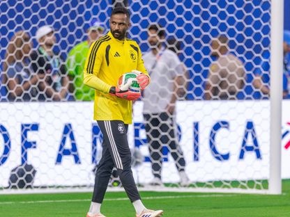 محمد العويس حارس السعودية قبل لقاء أوروغواي بكأس العالم - 16 يونيو 2026 - X@SaudiNT