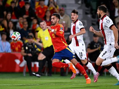 لاعب برشلونة فيران توريس في مباراة منتخب إسبانيا ضد جورجيا في تصفيات كأس العالم - 11 أكتوبر 2025 - Reuters