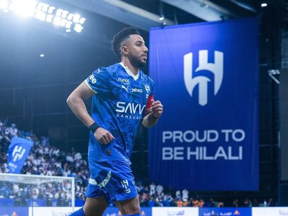سالم الدوسري بعد تسجيله هدفاً للهلال في مرمى العروبة بدوري روشن السعودي - 12 مايو 2025 - X/@Alhilal_FC