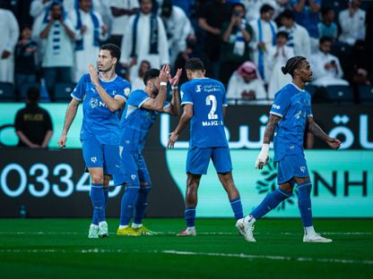 غابرييل مارتينيلي مهاجم الهلال السعودي يحتفل بهدفه أمام الحزم - 19 أكتوبر 2026 - x@Alhilal_FC