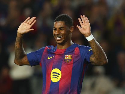 ماركوس راشفورد بعد تسجيله هدفاً لبرشلونة في مرمى إلتشي - 2 نوفمبر 2025 - REUTERS