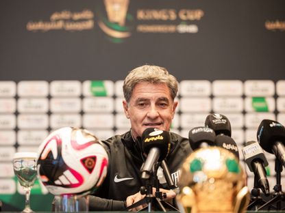 ميتشل غونزاليس مدرب القادسية في مؤتمر صحفي قبل مواجهة الاتحاد بنهائي كأس ملك السعودية - 29 مايو 2025 - x@Alqadsiah