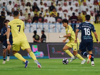 جواو فيليكس وكريستيانو رونالدو خلال مباراة الأخدود والنصر بالدوري السعودي - 11 أبريل 2026 - X/AlNassrFC