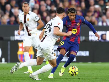 لامين يامال نجم برشلونة خلال لقاء مايوركا بالدوري الإسباني - 7 فبراير 2026 - Reuters